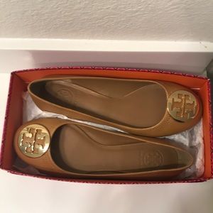 Tan/Gold Tory Burch Ballet Flats